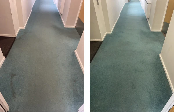 Avant/après nettoyage d’une moquette de bureau